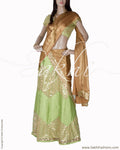 LHP-6492 - Green & Gold Pure Silk Lehanga