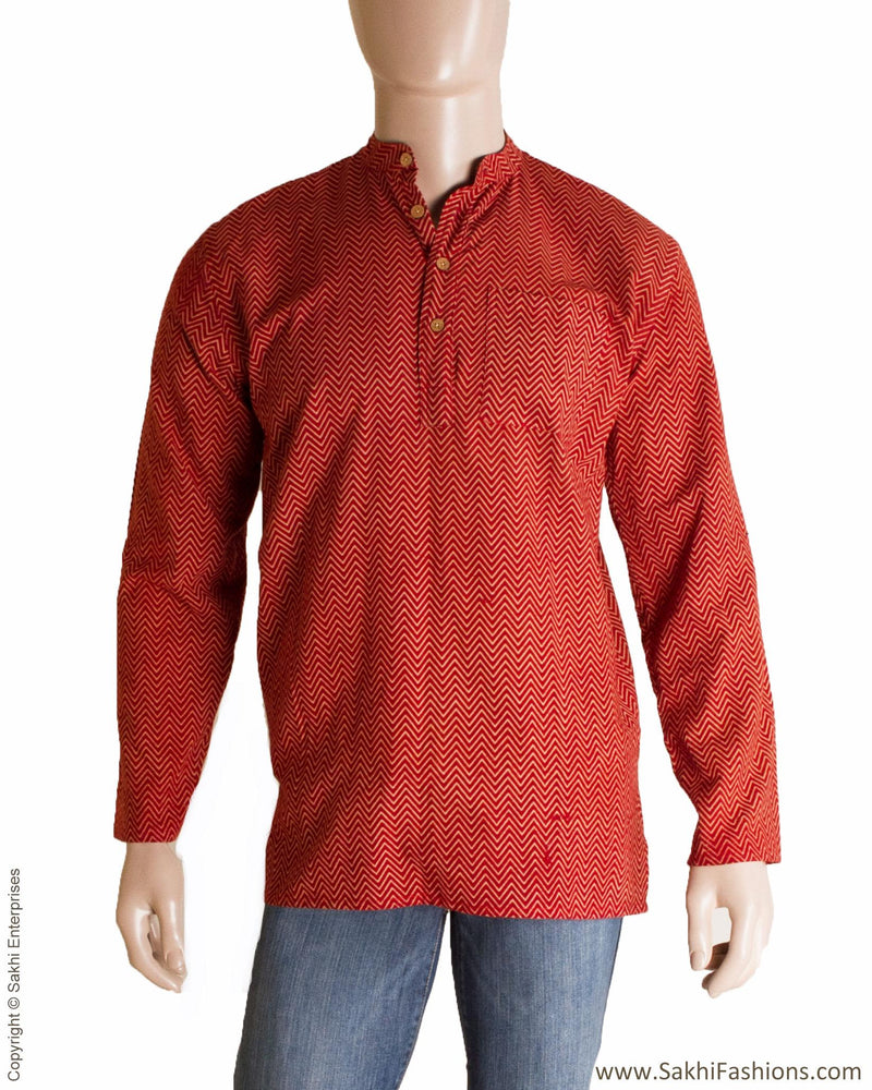 MRR-0714 - Maroon & Beige Pure Cotton Shirt