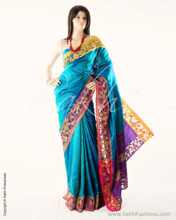 Blue & Multi Colour Kanchivaram Silk Saree