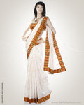 White & Multi Synthetic Silk Saree