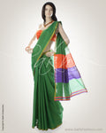 MS-0097 Green & Orange Cotton Saree