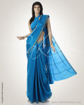 Blue & Gold Crepe Saree