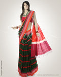 Green & Red Cotton Saree