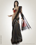 Beige & Black Cotton Saree