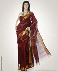 Maroon & Gold Synthetic Silk Saree