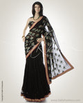 BGM-0114 Black & Beige Georgette Silk Saree