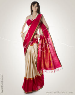 MS-0118 - Classic Red & Cream kanchi saree