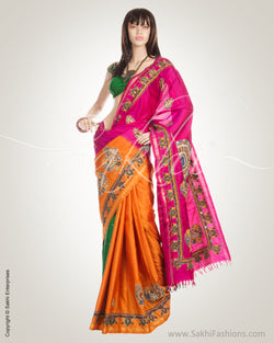 MSL-19129 - Pink & Multi Kanchivaram Silk Saree