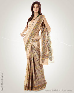 MSL-20437 - Beige & Multi Pure Tussar Silk Saree