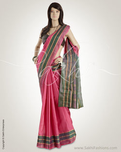 MSM-18605 Pink & Green Pure Silk Saree