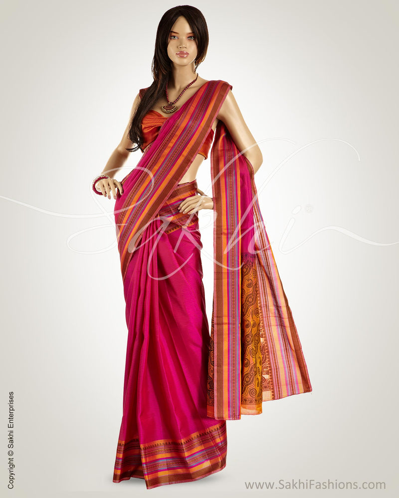 MSM-21989 - Pink & Mustard Pure Silk Saree