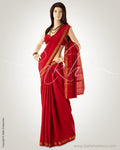 MSM-25613 - Red & Gold Pure Crepe Silk Saree