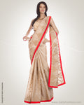 MSM-30521 - Beige & Orange Pure Tussar Saree