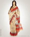 MSM-30559 - Beige & Multi Tussar Silk Saree