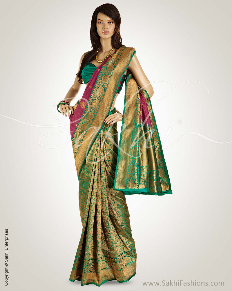 MSM-30740 Pink & Green Pure Silk Saree