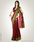 MSM-6501 - Maroon & Multi Pure Silk Kota Saree