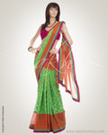 MSN-10080 - Green & Orange Cotton Saree