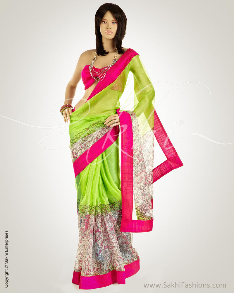 MSN-10277 - Green & Pink Pure Silk Kota Saree
