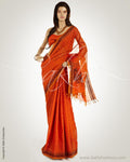 MSN-1042 Orange & Black Pure Cotton Saree