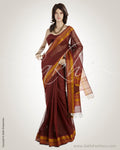 MSN-1056 Brown & Mustard Pure Cotton Saree