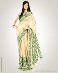 MSN-10563 - Beige & Green Tussar Silk Saree