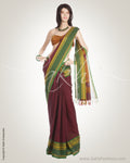 MSN-1061 - Maroon & Green Pure Cotton Saree