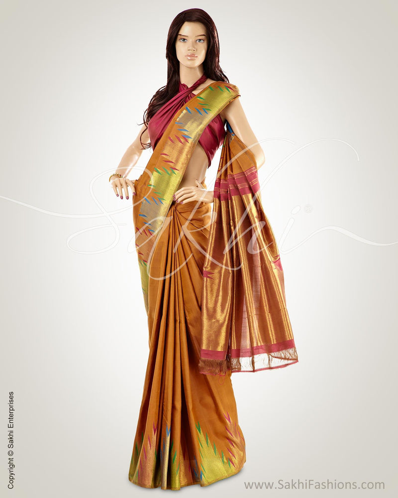 MSN-1161 - Mustard & Multi Pure Kanchivaram Silk Saree