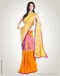 MSN-11894 Yellow & Pink Pure Crepe Silk Saree