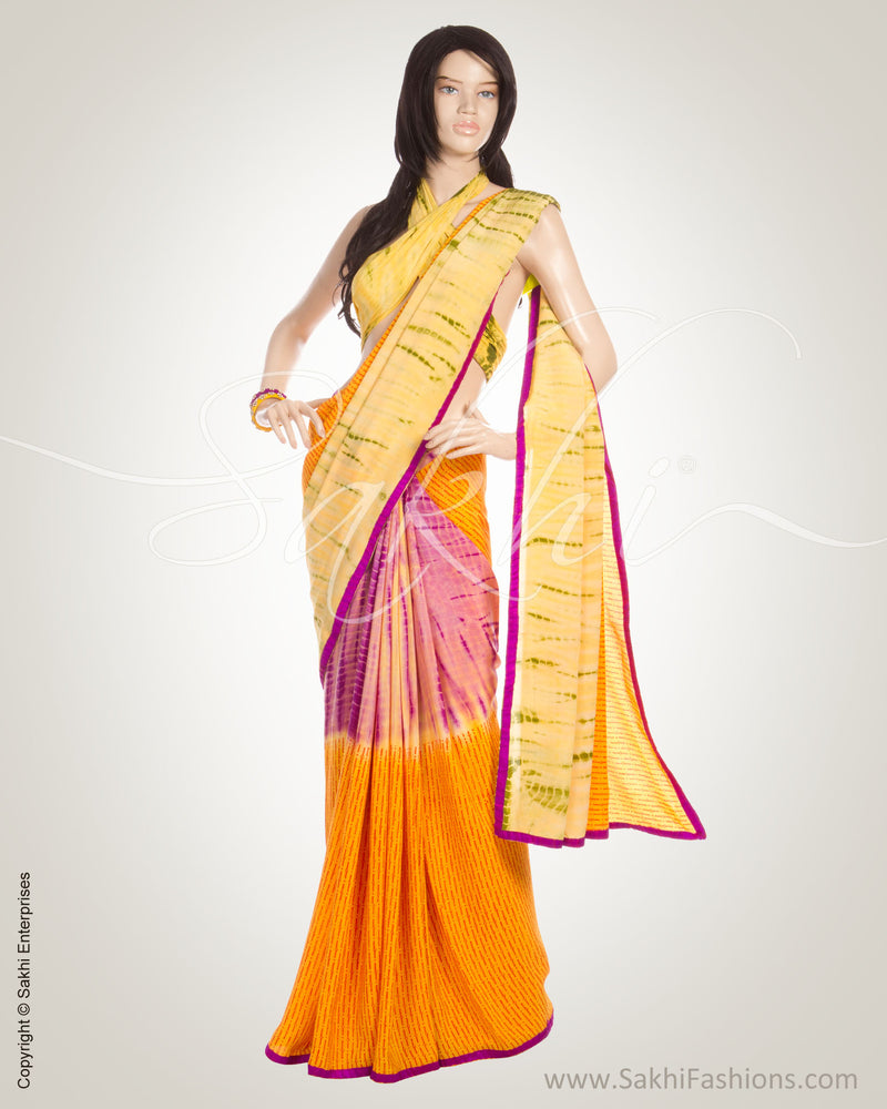 MSN-11894 Yellow & Pink Pure Crepe Silk Saree