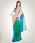 MSN-11915 - Beige & Green Pure Crepe Silk Saree