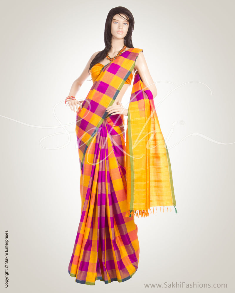 MSN-12244 Pink & Yellow Kanchivaram Silk Saree