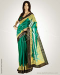MSN-12465 Green & Yellow Tussar Silk Saree