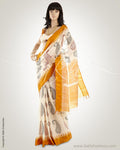 MSN-12797 Cream & Mustard Silk & Cotton Saree