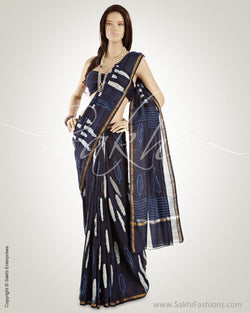 MSN-13649 Blue & White Pure Chanderi  Saree