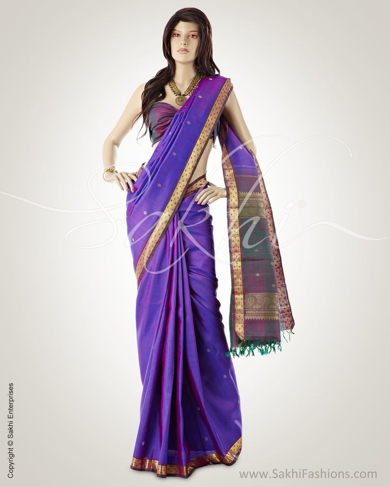 MSN-13736 - Violet & Blue Pure Kanchivaram Silk Saree