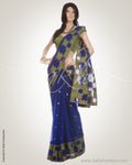 MSN-14782 - Blue & Green Banaras Net Saree