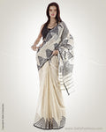MSN-149 - Cream & Black Dhakai Cotton Saree