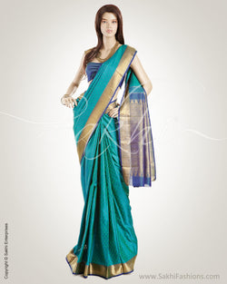 MSN-14968 Blue & Gold Pure Kanchivaram Silk Saree