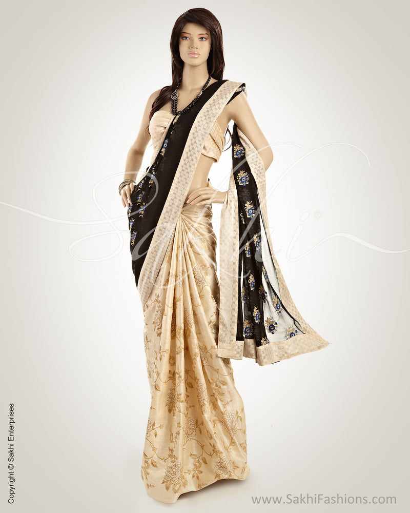 MSN-15141 Black & Beige Pure Tussar Silk Saree
