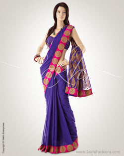 MSN-1516 - Violet & Pink Pure Chanderi  Saree