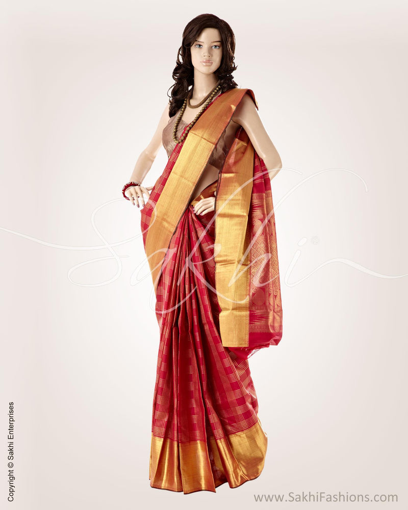 MSN-39703 - Red & Gold Pure Kanchivaram Silk Saree