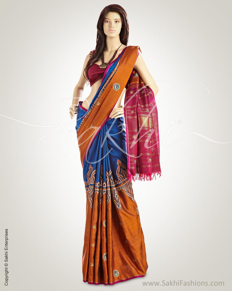 MSO-10122 - Blue & Multi Pure Kanchivaram Silk Saree