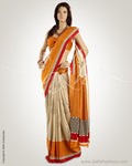 MSO-11197 - Beige & Multi Blended Tussar  Saree