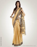 MSO-11222 - Beige & Black Blended Tussar  Saree