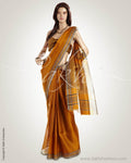 MSO-11243 - Mustard & Black Blended Tussar  Saree