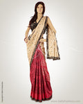 BGSO-14239 - Beige & Pink Pure Tussar Silk Saree
