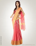 MSO-15109 - Pink & Gold Silk & Cotton Saree