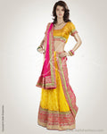 MSO-1602 Yellow & Pink Faux Net Lehenga