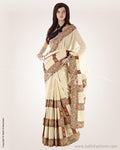 MSO-16173 - Cream & Multi Pure Cotton Saree