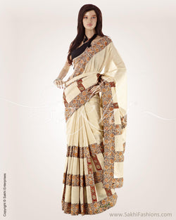 MSO-16173 - Cream & Multi Pure Cotton Saree